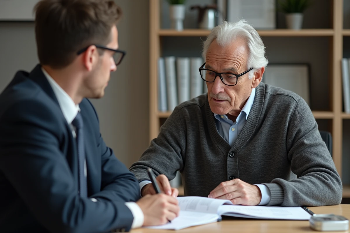 Avocat senior et jeune conseiller en discussion
