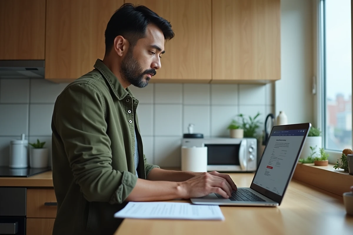 Homme consultant le site gouvernemental Mon Proxima pour comprendre les droits et démarches des majeurs protégés