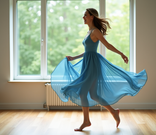 Danse et bonheur : pourquoi cette alliance révèle votre bien-être ! Femme joyeuse en danse dans un studio lumineux