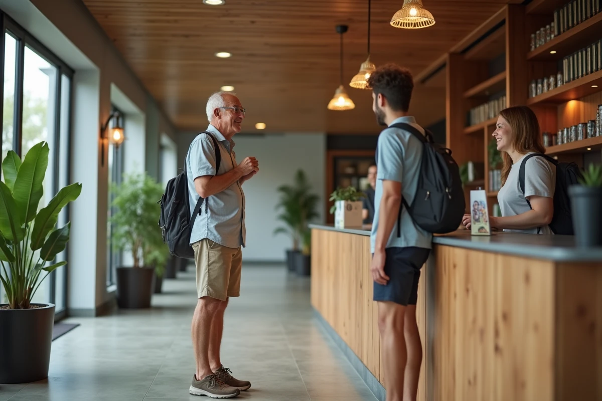 Homme check-in à la réception d