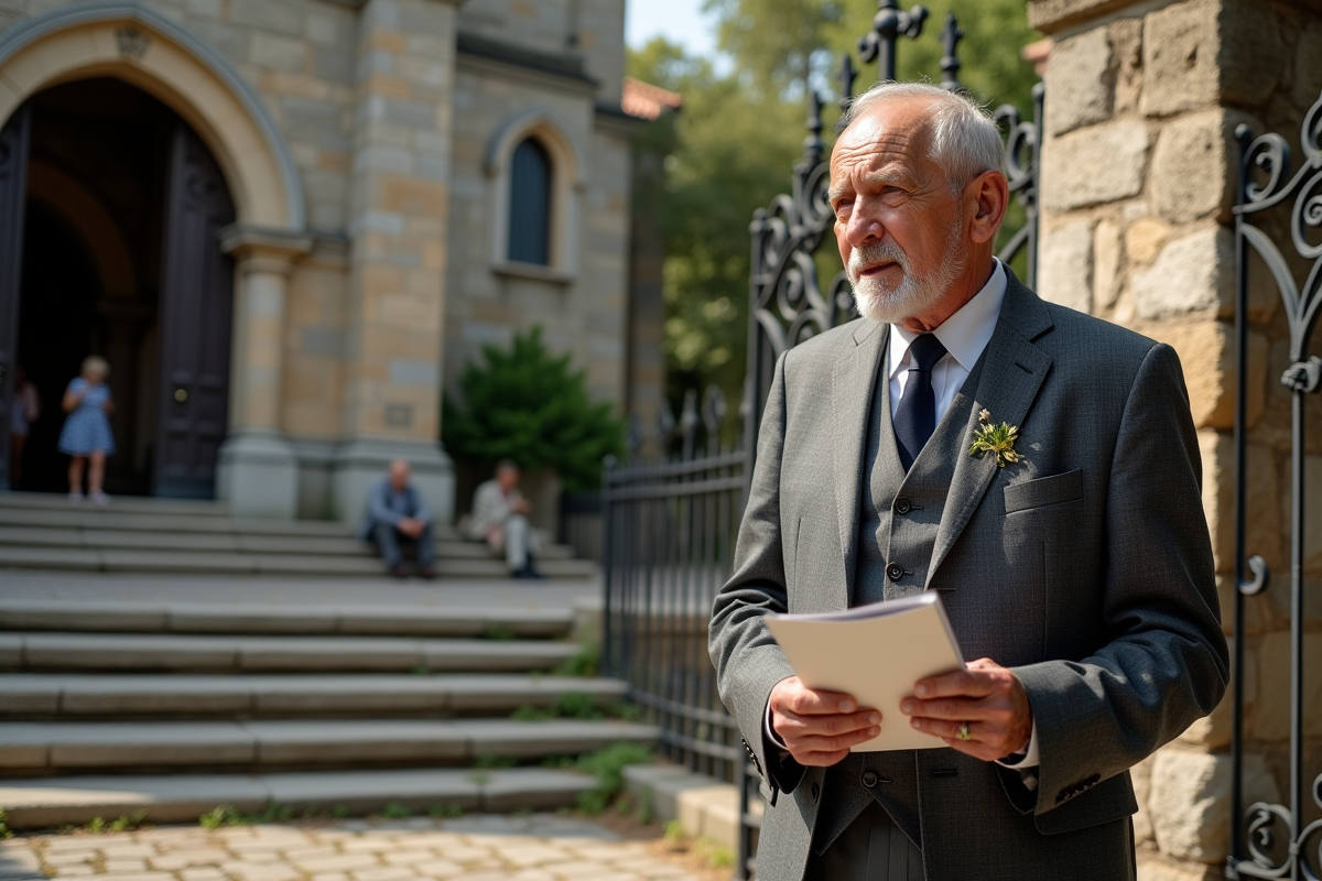 Homme âgé en costume près de l