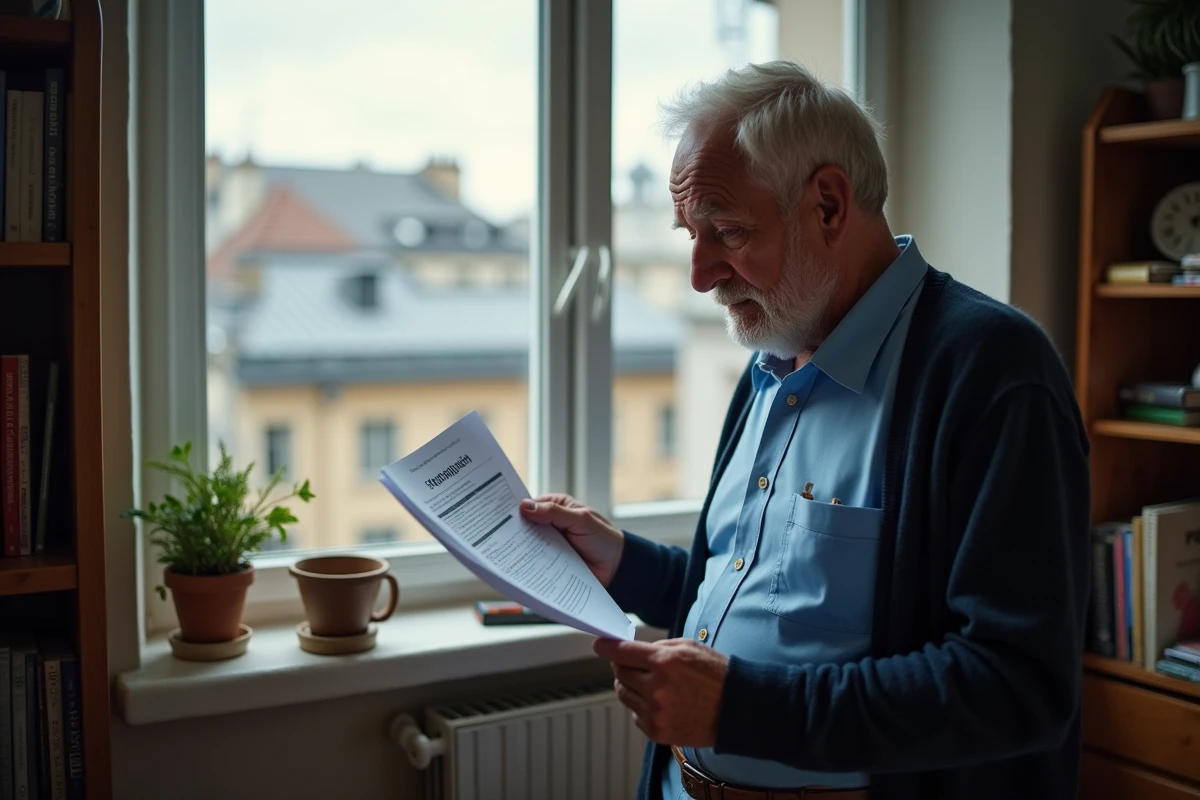 Homme retire examinant un relevé de pension près d
