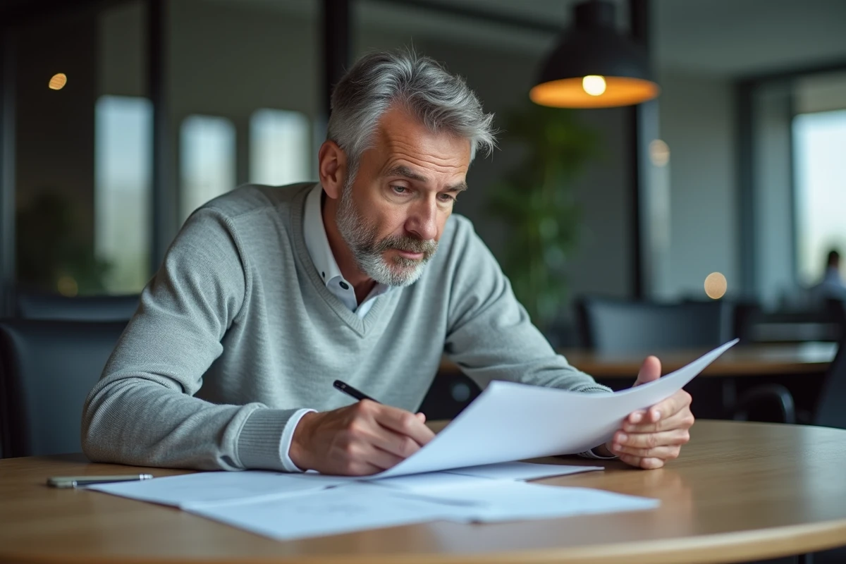 Homme d affaires examinant un dossier lors d une réunion