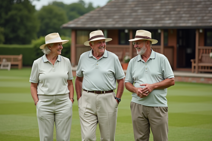 senior-cricket-match-village Groupe de seniors regardant un match de cricket en extérieur